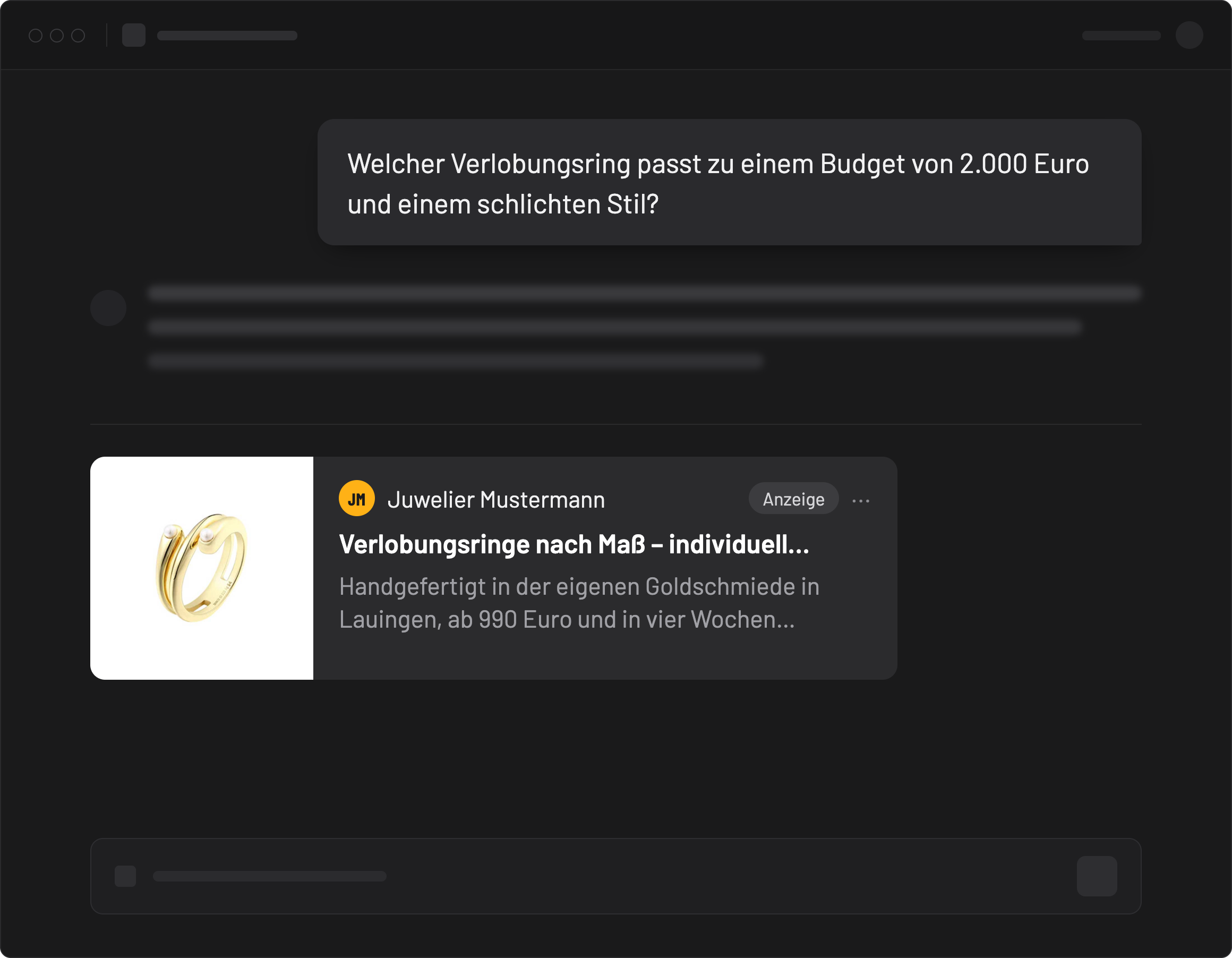 ChatGPT-Unterhaltung mit gekennzeichneter, gesponserter Anzeige