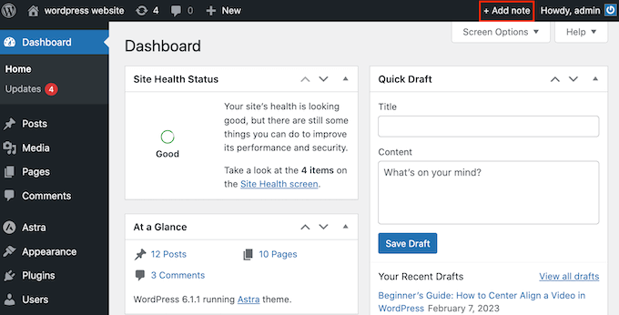 WordPress Dashboard